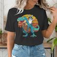 Boston Terrier Dog Riding Dinosaur T Rex Boys Women's T-Shirt, Boston Terrier Riding Shirts, funny gift