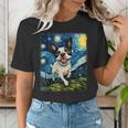 Boston Terrier Dog Starry Night Painting Women's T-Shirt, funny gift