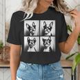 Boston Terrier Dogs With Sunglasses Photo Pets Meme Women's T-Shirt, funny gift
