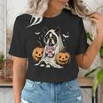 Boston Terrier Ghost Boo Halloween Costume Spooky Season Women's T-Shirt, Boston Terrier Halloween Shirts, Boston Terrier Ghost Shirts, funny gift