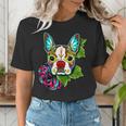 Boston Terrier In Red Day Of The Dead Sugar Skull Dog Women's T-Shirt, funny gift