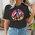 Boston Terrier Wearing A Cowboy Hat On T-Rex Women's T-Shirt, funny gift