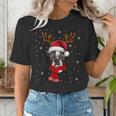 Family Matching Reindeer Xmas Boston Terrier Christmas Women's T-Shirt, Boston Terrier Christmas Shirts, funny gift