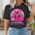 Ghost And Witch Boston Terrier Dog In October We Wear Pink Women's T-Shirt, Boston Terrier Ghost Shirts, funny gift
