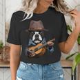 Guitar Shirt Boston Terrier Dog Playing Acoustic Guitar Women's T-Shirt, funny gift