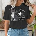 Just A Girl Who Loves Her Boston Terrier Puppy Love Women's T-Shirt, funny gift