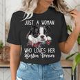 Just a Woman Who Loves Her Boston Terrier Cute Dog Mom Women's T-Shirt, Boston Terrier Mom Shirts, funny gift