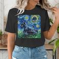 Scottish Terrier Starry Night Scotty Dog Art By Aja Women's T-Shirt, funny gift