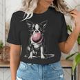 Vintage Boston Terrier Blowing Bubble Gum American Gentleman Women's T-Shirt, American Boston Terrier Shirts, funny gift