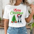 Boston Terrier Christmas Tree Lights Xmas Dog Lover Women's T-Shirt, Boston Terrier Christmas Shirts, funny gift