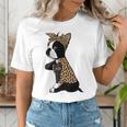 Boston Terrier Lover I Love Mom Tattoo Leopard Women's T-Shirt, Boston Terrier Mom Shirts, funny gift
