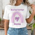 Boston Terrier Mama Cute Rainbow Paw Heart Shape Women's T-Shirt, funny gift