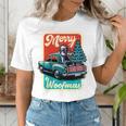 Boston Terrier Merry Christmas Tree Truck Santa Dog X-Mas Women's T-Shirt, Boston Terrier Christmas Shirts, funny gift