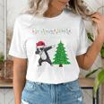Boston Terrier Santa Hat Dabbing Around The Christmas Tree Women's T-Shirt, Boston Terrier Christmas Shirts, funny gift