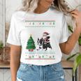 Ugly Christmas Tree Lights Xmas Santa Riding Boston Terrier Women's T-Shirt, Boston Terrier Christmas Shirts, Boston Terrier Riding Shirts, funny gift