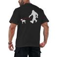 Bigfoot Walking With Bull Terrier Dog Men's Back Print T-Shirt, trending gift