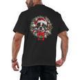 Boston Terrier Christmas Wreath Decoration Xmas Pajamas Men's Back Print T-Shirt, trending gift