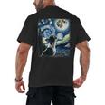 Boston Terrier Dog Art Van Gogh Starry Night Boston Terrier Men's Back Print T-Shirt, trending gift