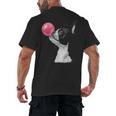 Boston Terrier Dog Blowing Chewing Bubble Gum Pink Men's Back Print T-Shirt, trending gift