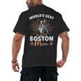Boston Terrier Groovy World's Best Boston Mom Men's Back Print T-Shirt, trending gift