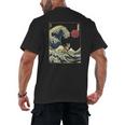 Boston Terrier Japanese Kanagawa Wave Surf Dog Men's Back Print T-Shirt, trending gift