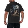 Boston Terrier Selfie Full Moon Flying Witch Halloween Dog Men's Back Print T-Shirt, trending gift