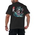 Boston Terrier Selfie Statue Of Liberty 4th Of July American Men's Back Print T-Shirt, trending gift