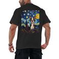 Boston Terrier Starry Night Van Gogh Art Men's Back Print T-Shirt, trending gift