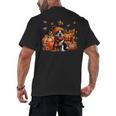 Boston Terrier Thanksgiving Leopard Pumpkins Fall Leaves Men's Back Print T-Shirt, trending gift
