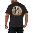 Cute Boston Terrier Spring Flower Garden Colorful Puppy Dog Men's Back Print T-Shirt, trending gift