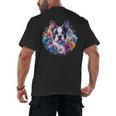 Watercolor Floral Boston Terrier Mama Dog Lover Mother's Day Men's Back Print T-Shirt, trending gift