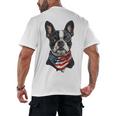 Boston Terrier American Flag Men's Back Print T-Shirt, trending gift