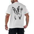 Boston Terrier Dog Raising Paw Idea Men Women Men's Back Print T-Shirt, trending gift