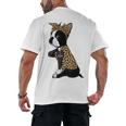 Boston Terrier Lover I Love Mom Tattoo Leopard Men's Back Print T-Shirt, trending gift