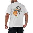 Boston Terrier Pumpkin Jack O Lantern Halloween Men's Back Print T-Shirt, trending gift