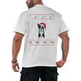 Boston Terrier Wearing Santa Hat Ugly Xmas Dog Lovers Men's Back Print T-Shirt, trending gift
