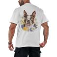 Floral Boston Terrier Men's Back Print T-Shirt, trending gift