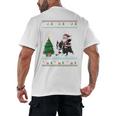 Ugly Christmas Tree Lights Xmas Santa Riding Boston Terrier Men's Back Print T-Shirt, trending gift