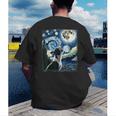 Boston Terrier Dog Art Van Gogh Starry Night Boston Terrier Men's Back Print T-Shirt, funny gift