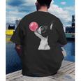 Boston Terrier Dog Blowing Chewing Bubble Gum Pink Men's Back Print T-Shirt, funny gift