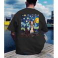 Boston Terrier Starry Night Van Gogh Art Men's Back Print T-Shirt, funny gift