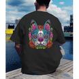 Boston Terrier Sugar Skull Dog Day Of The Dead Men's Back Print T-Shirt, funny gift