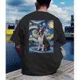Boston Terrier Van Gogh Starry Night Men's Back Print T-Shirt, funny gift