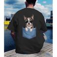 Cute Pocket Boston Terrier Lover Dog Mom Men's Back Print T-Shirt, funny gift