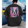 Dog Pink Boston Terrier Men's Back Print T-Shirt, funny gift