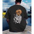 Halloween Skeleton Boston Terrier Men's Back Print T-Shirt, funny gift