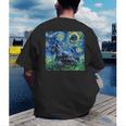 Scottish Terrier Starry Night Scotty Dog Art By Aja Men's Back Print T-Shirt, funny gift