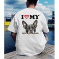 Boston Terrier I Heart My Dog Dog Lover Men's Back Print T-Shirt, funny gift