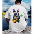 Hawaiian Boston Terrier & Pineapple Ukulele Summer Vacation Men's Back Print T-Shirt, funny gift