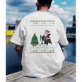 Ugly Christmas Tree Lights Xmas Santa Riding Boston Terrier Men's Back Print T-Shirt, funny gift